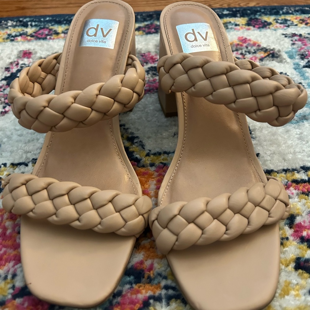 Dolce Vita Tan Braided Heels Modern Minimalist Design